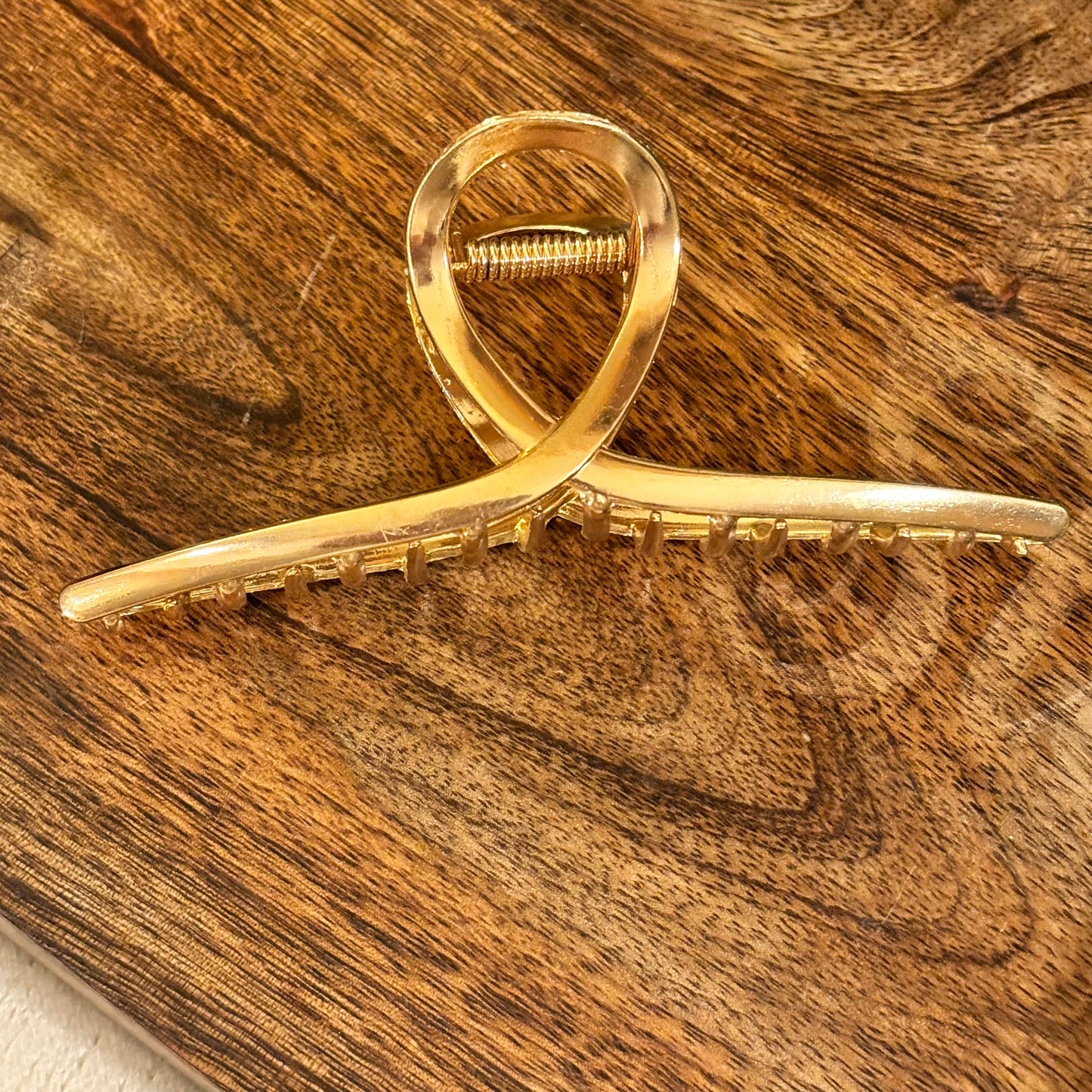 Hair Claw Clip 4” Shiny Gold Metal Claw Clip Featuring Rope or Smooth Pattern