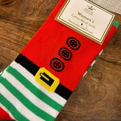 Women's Santa Belt Festive Socks Red/Green/White   One Size