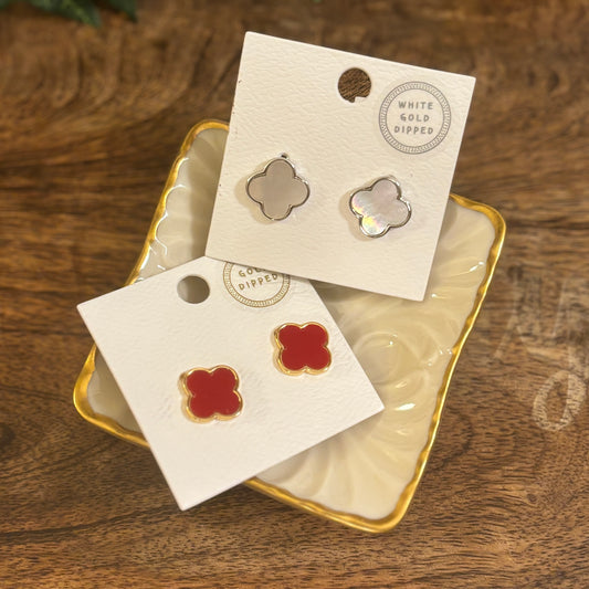 Gold Dipped Clover Stud Earrings
