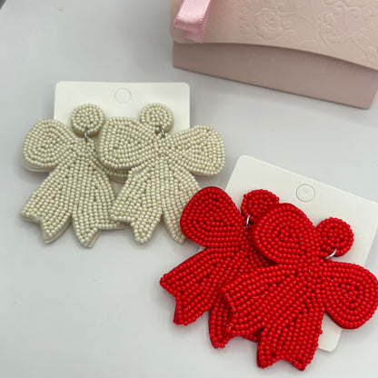 Bow Statement Earrings in Red or White