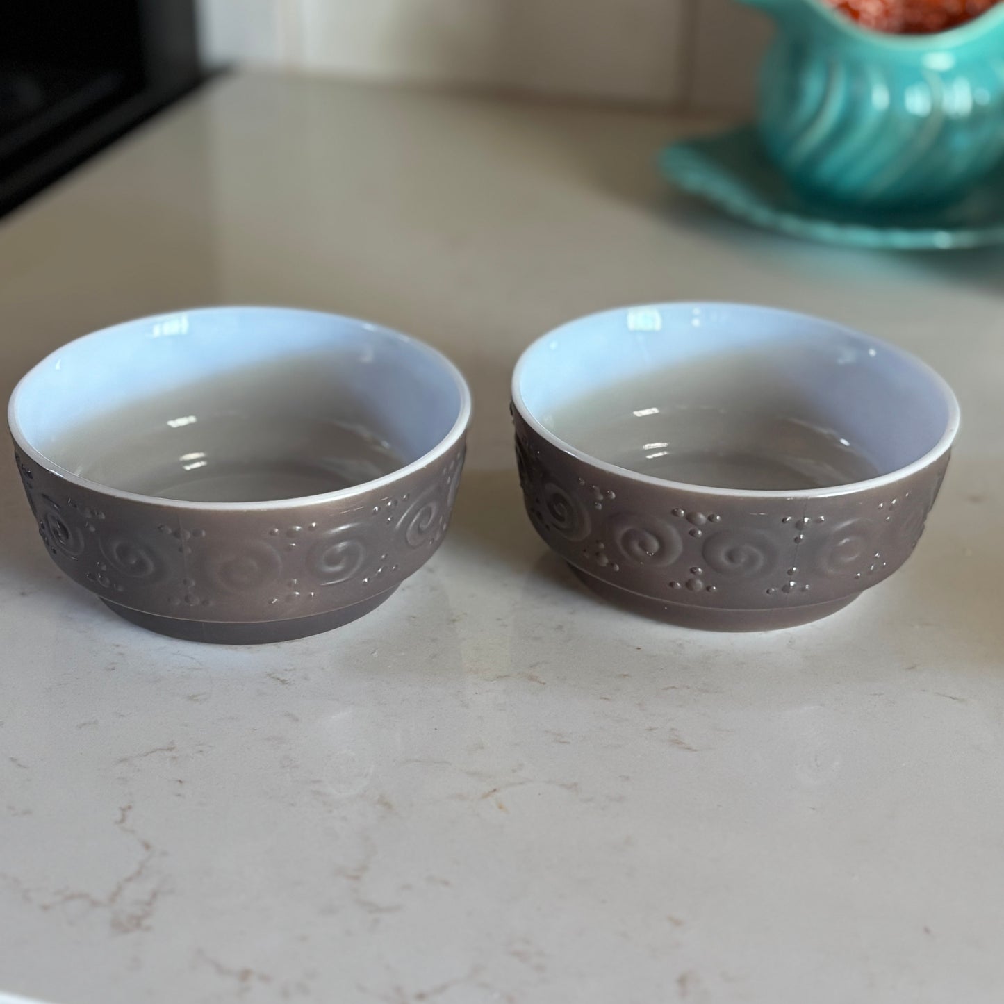 Hazel-Atlas Hazelware Smoke Milk Glass Soup Bowls Set of 2