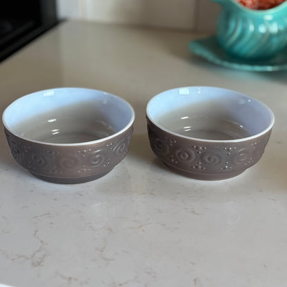 Hazel-Atlas Hazelware Smoke Milk Glass Soup Bowls Set of 2