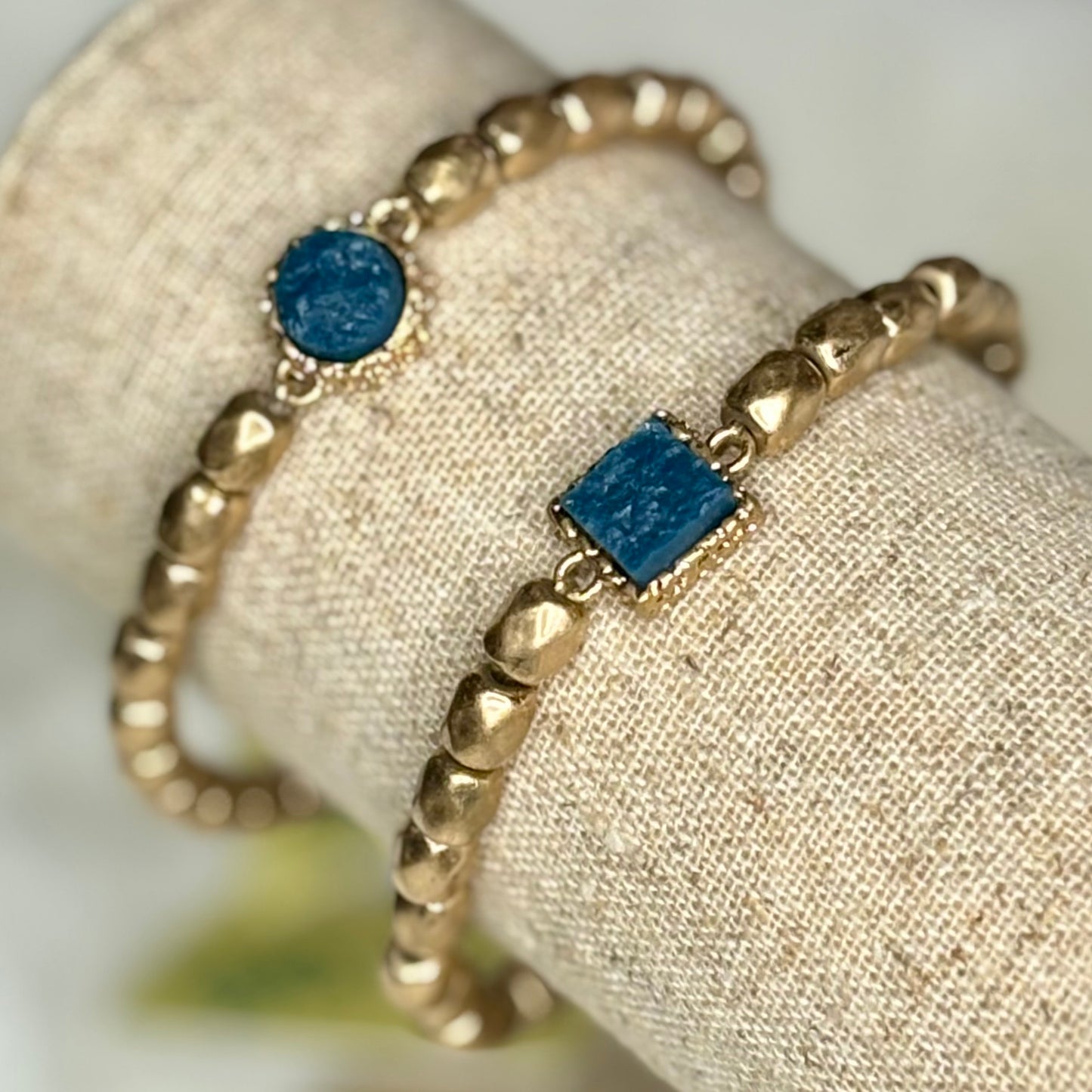 Jane Marie Stretch Navy and Gold Bracelet