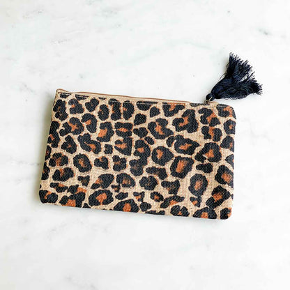 Leopard Cosmetic Bag   Black/Natural 10x6