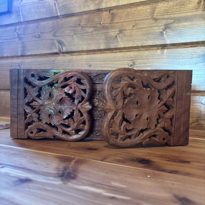 Vintage Hand Carved Wood Book Slide Sheesham Indian Rosewood