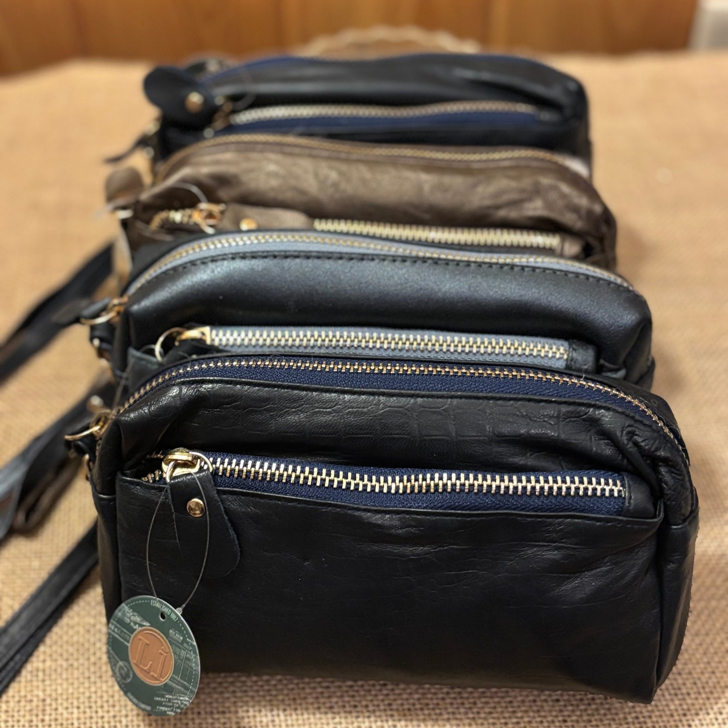 Metallic Leather Wristlet