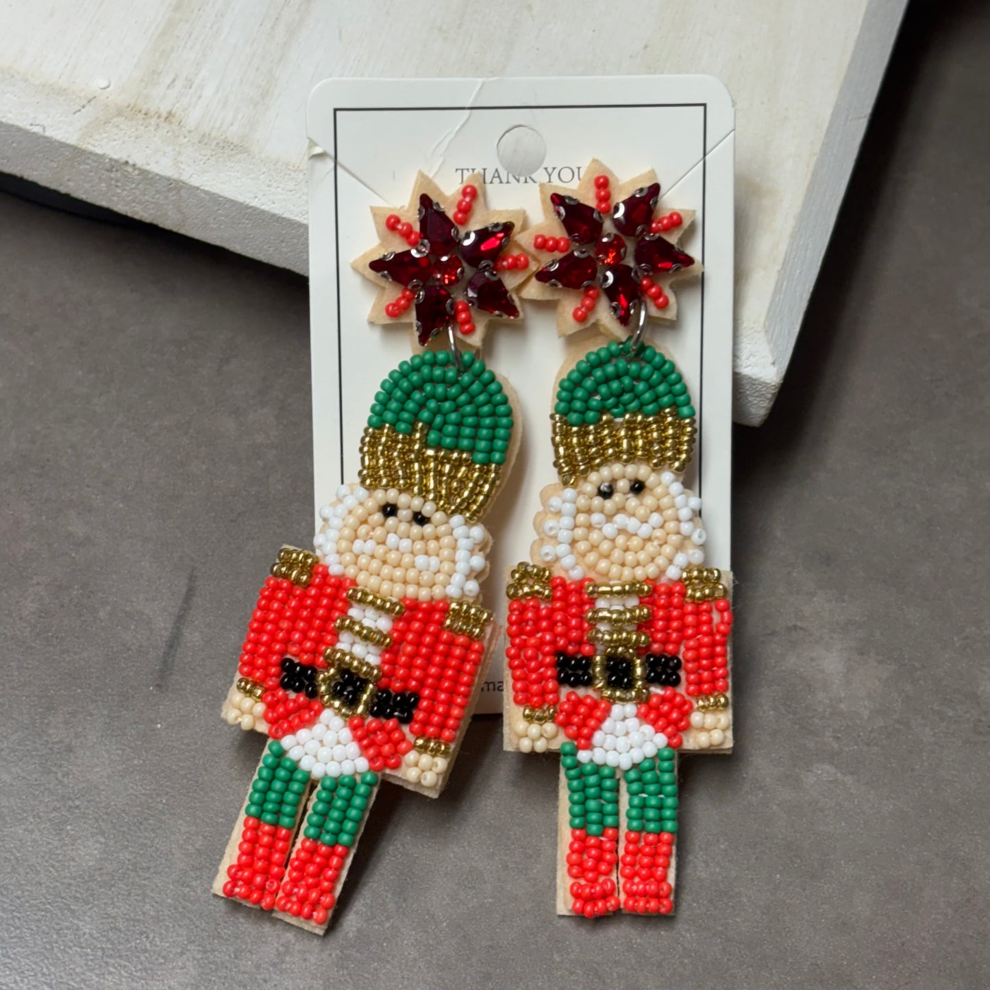 Christmas Statement Seed Bead Post Back Earrings Candy Cane or Nutcracker