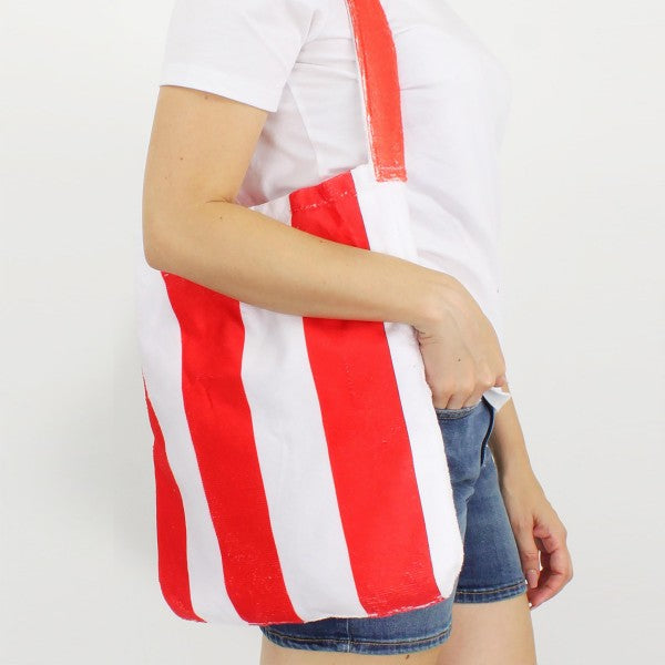 Two-in-One Striped Tote Bag/Beach Towel