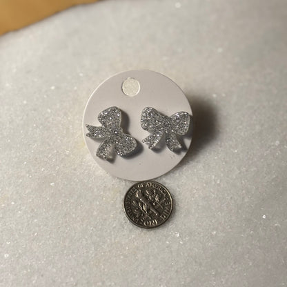 Acrylic Bow Post Back Earrings