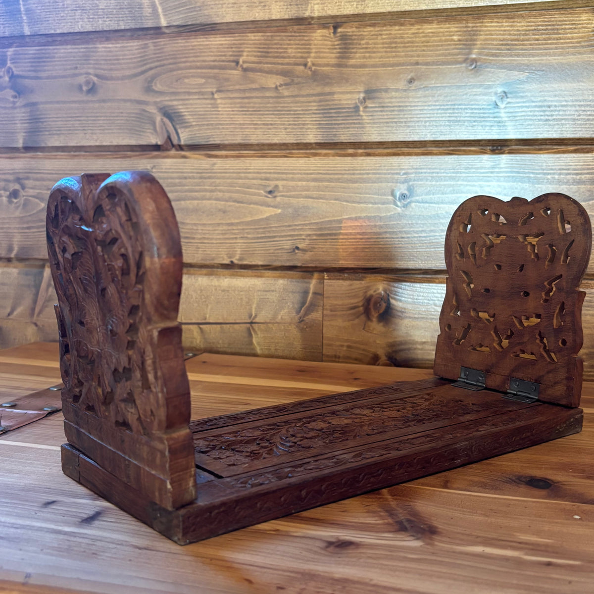 Vintage Hand Carved Wood Book Slide Sheesham Indian Rosewood