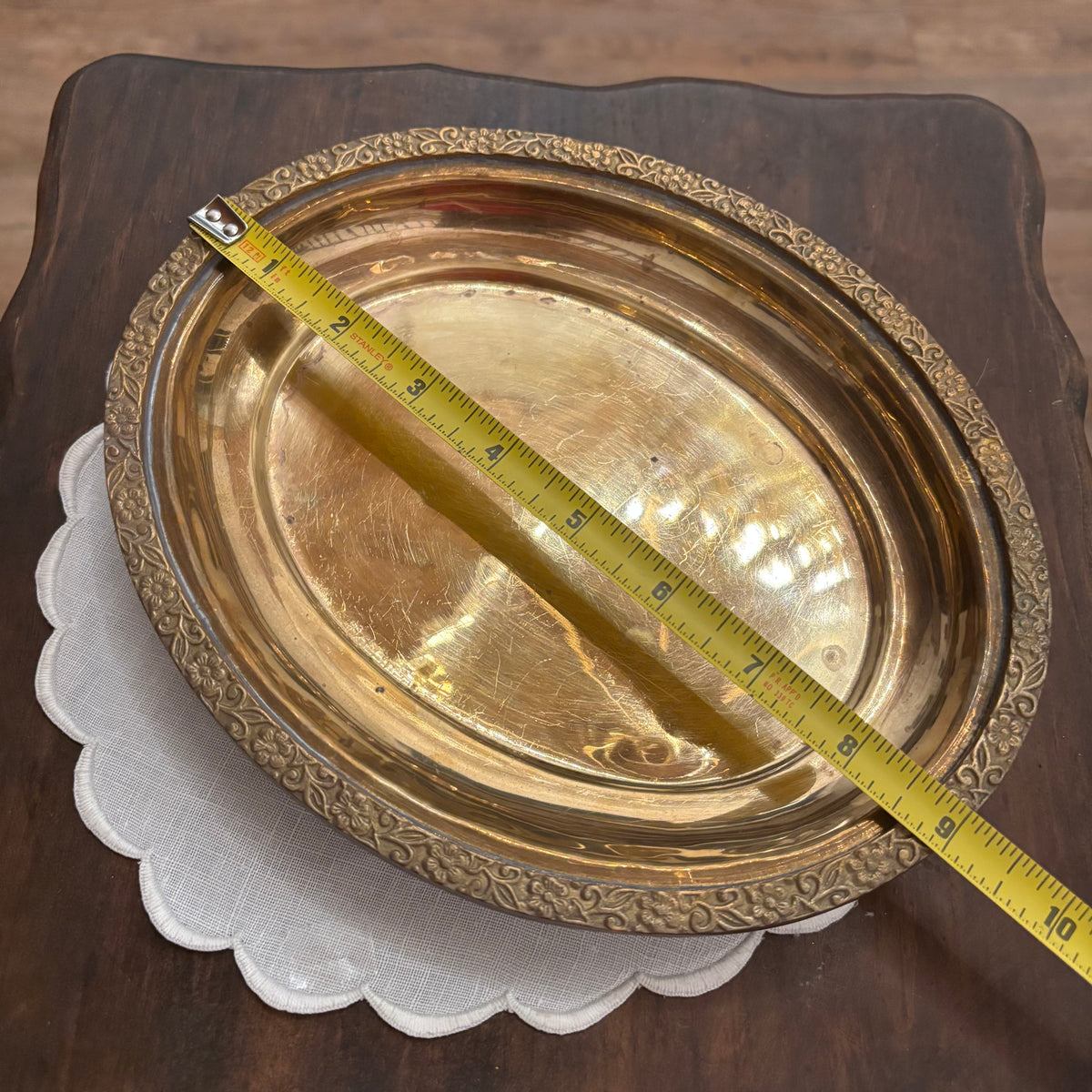 Solid Brass Footed Tray 9” x 7.5”