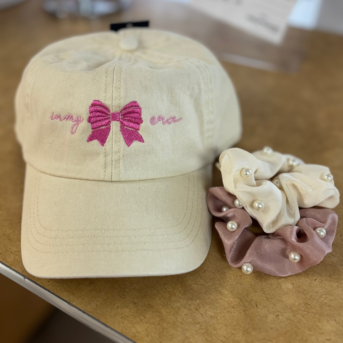 BOGO Buy the Baseball Cap ~ Pink Bow GET the Pearl Scrunchie Set FREE