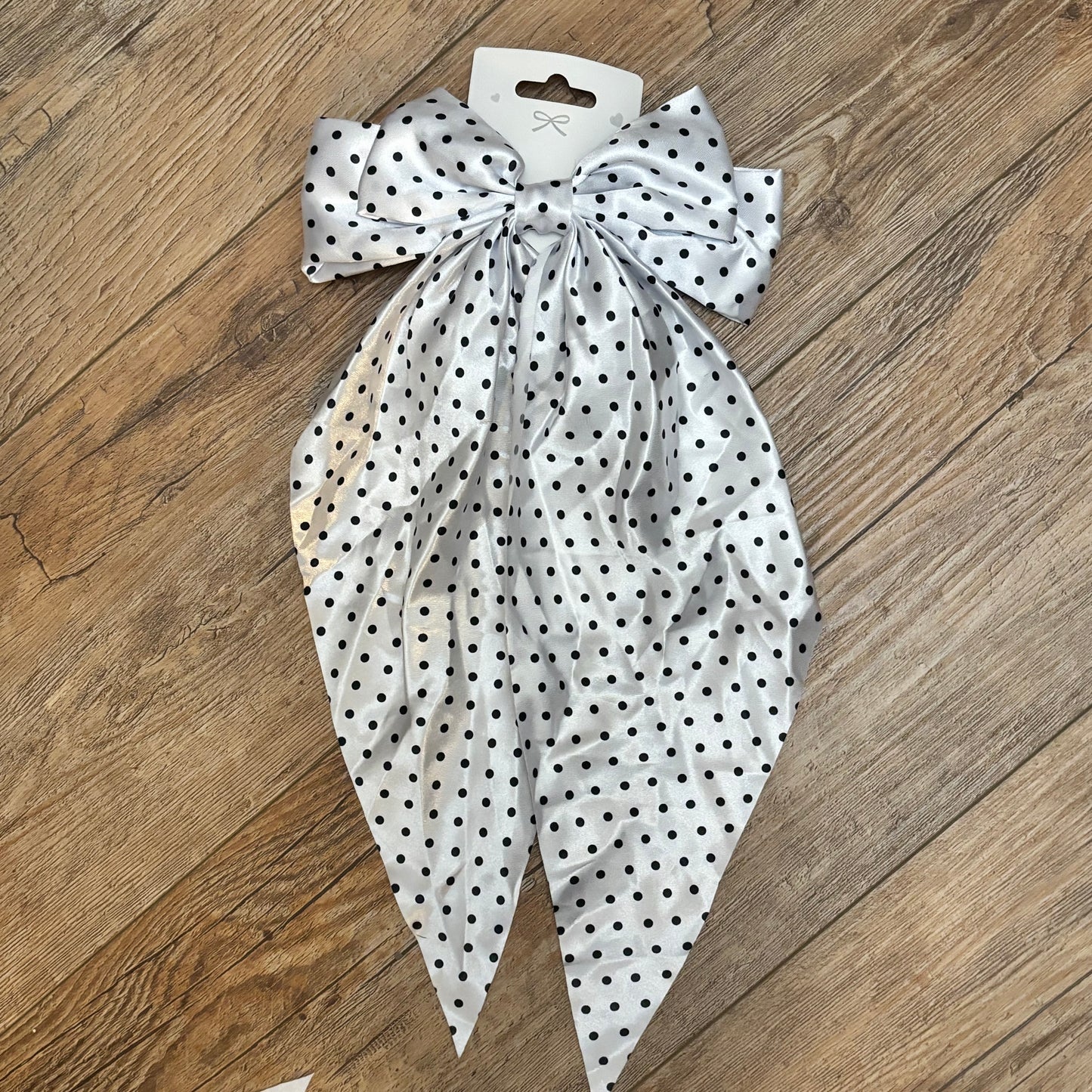 Polka Dot Large Hair Bow • White • Black • Red