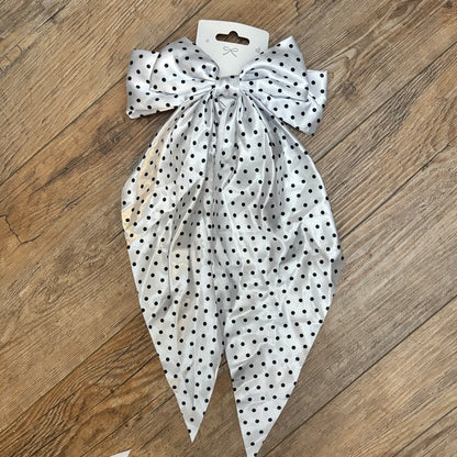 Polka Dot Large Hair Bow • White • Black • Red