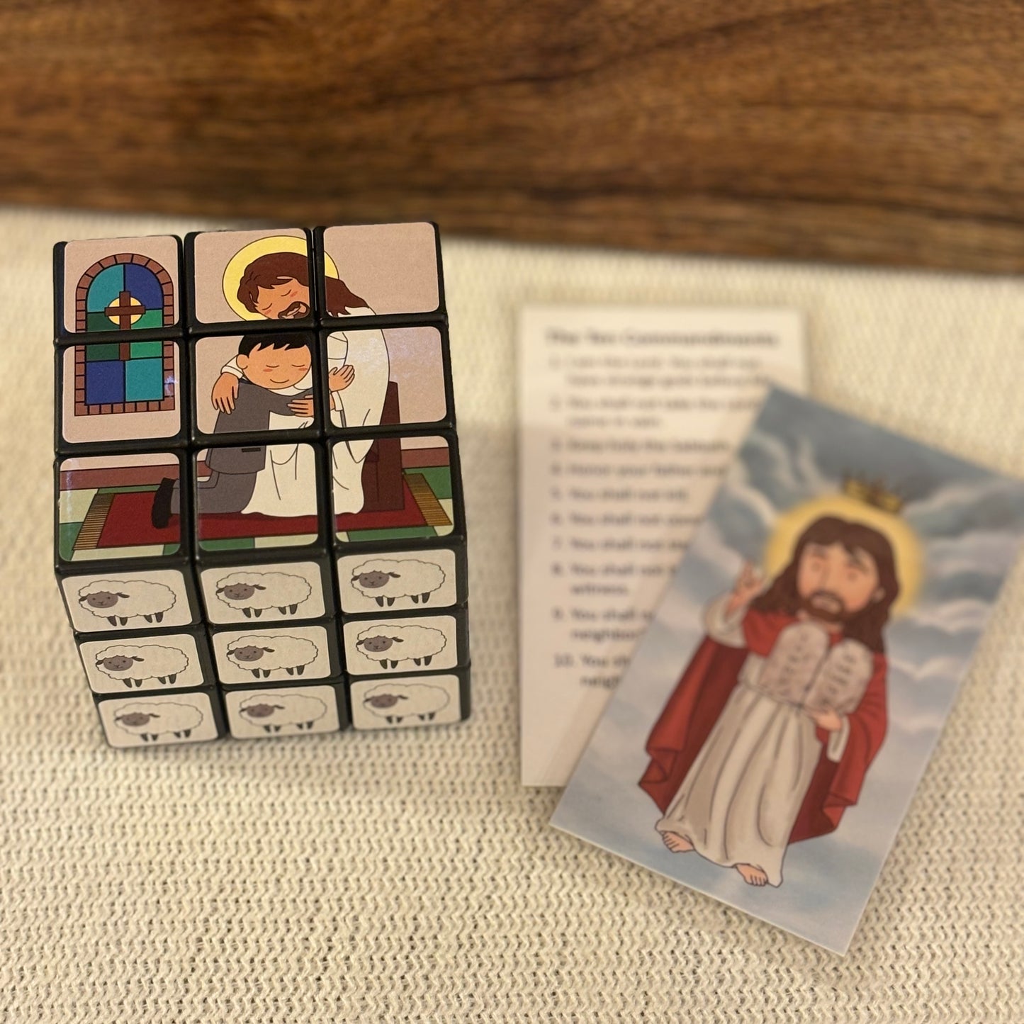 Reconciliation Puzzle Cube and Mini Saints Ten Commandments Card Set