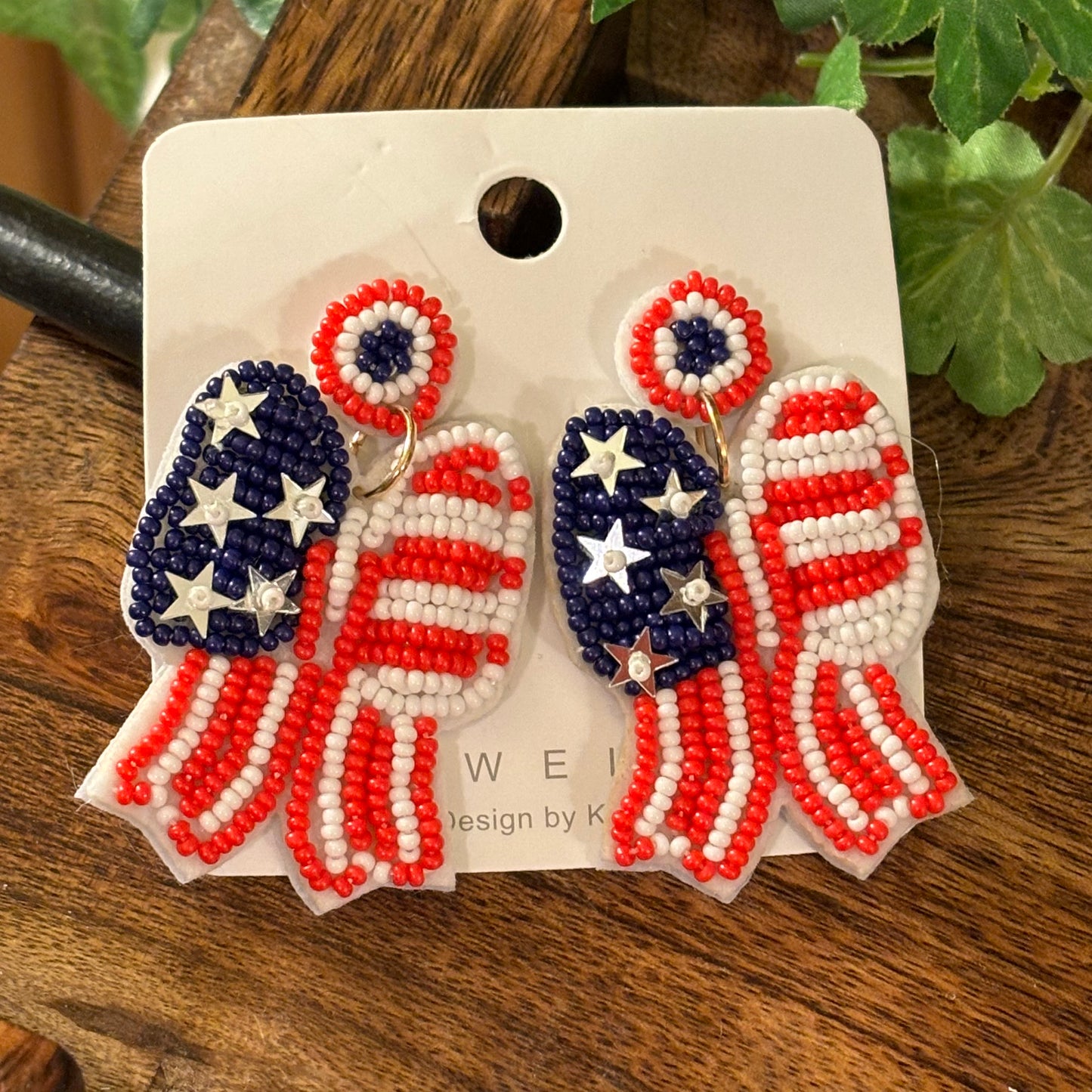 USA Seed Bead Statement Earrings