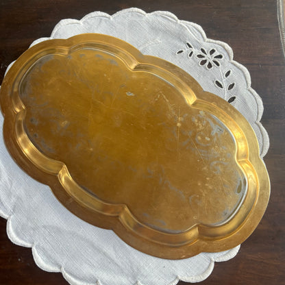 Vintage Silverplate over Brass Tray