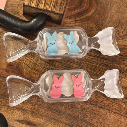 Easter Bunny Post Back Earrings - Blue