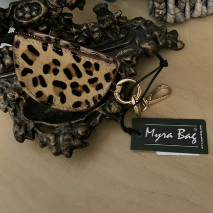 Myra Bag Leopard Keychain Leather Coin Pouch