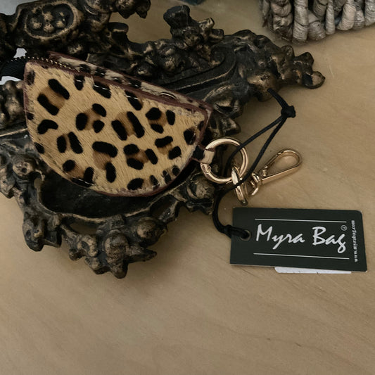 Myra Bag Leopard Keychain Leather Coin Pouch