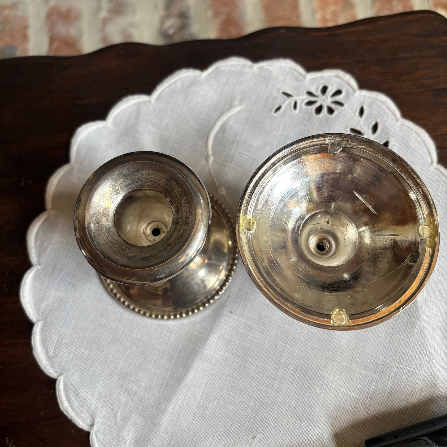 Pair of Silver Plate Tapered Candlesticks