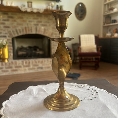 MCM Twisted Stem Brass Candlestick 7”