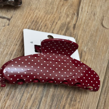 Hair Claw Clip 4” Polka Dot in Navy Blue or Red