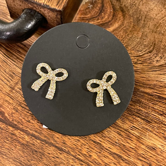 Rhinestone Encrusted ‘Bow’ Post Back Earrings