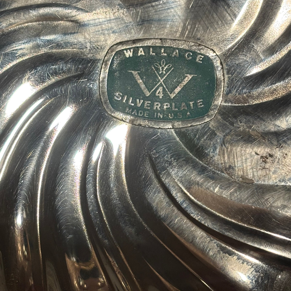 60s Wallace Baroque Silverplate Swirl Scalloped Bon Bon Serving Bowl