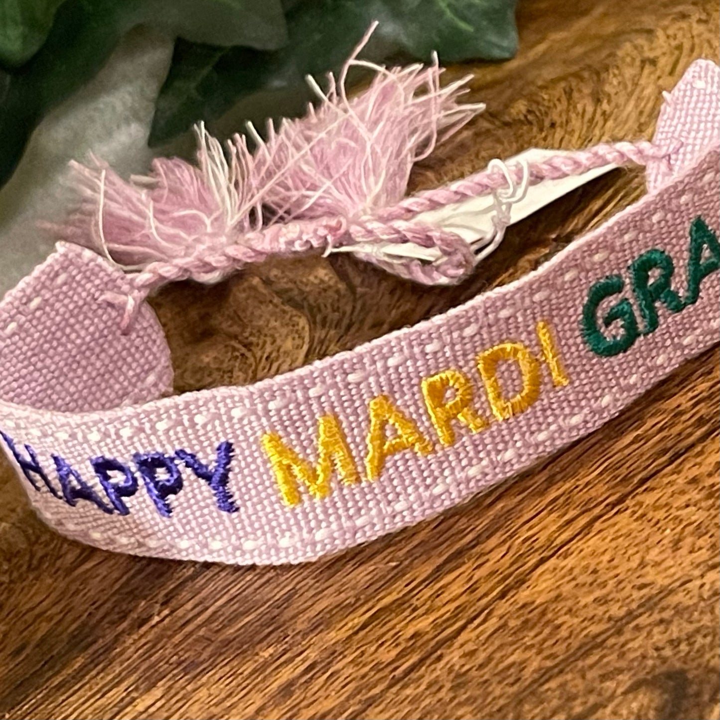 Mardi Gras Fabric Bolo Bracelet