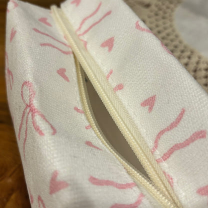 Cosmetic Bag Pink Bows and Hearts