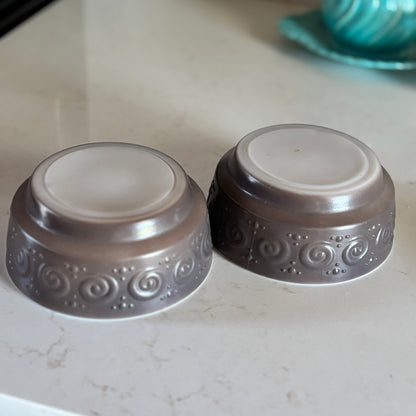 Hazel-Atlas Hazelware Smoke Milk Glass Soup Bowls Set of 2