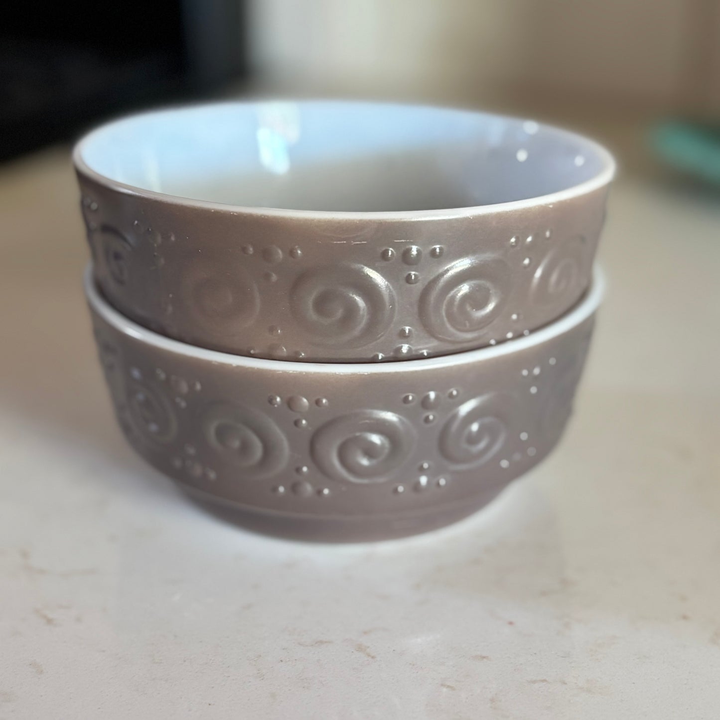 Hazel-Atlas Hazelware Smoke Milk Glass Soup Bowls Set of 2