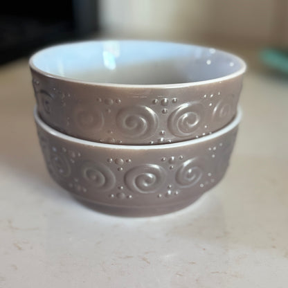 Hazel-Atlas Hazelware Smoke Milk Glass Soup Bowls Set of 2