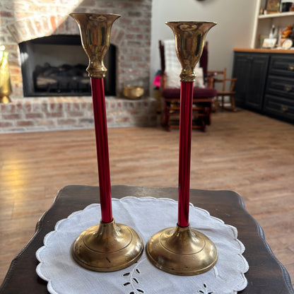 Christmas Candlesticks in Brass