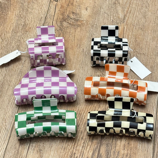 Checkered Hair Claw Clip 3” or 2”