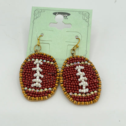 Football Seed Bead Dangle Earrings