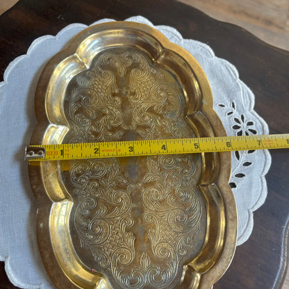 Vintage Silverplate over Brass Tray