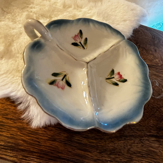 Vintage Porcelain Trinket Dish Painted Floral