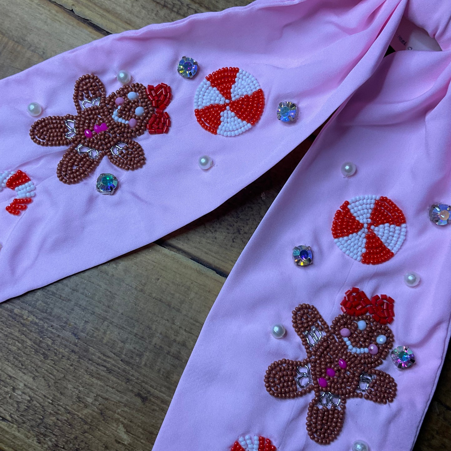 Christmas Hair Bow Featuring Seed Bead and Colored Stones