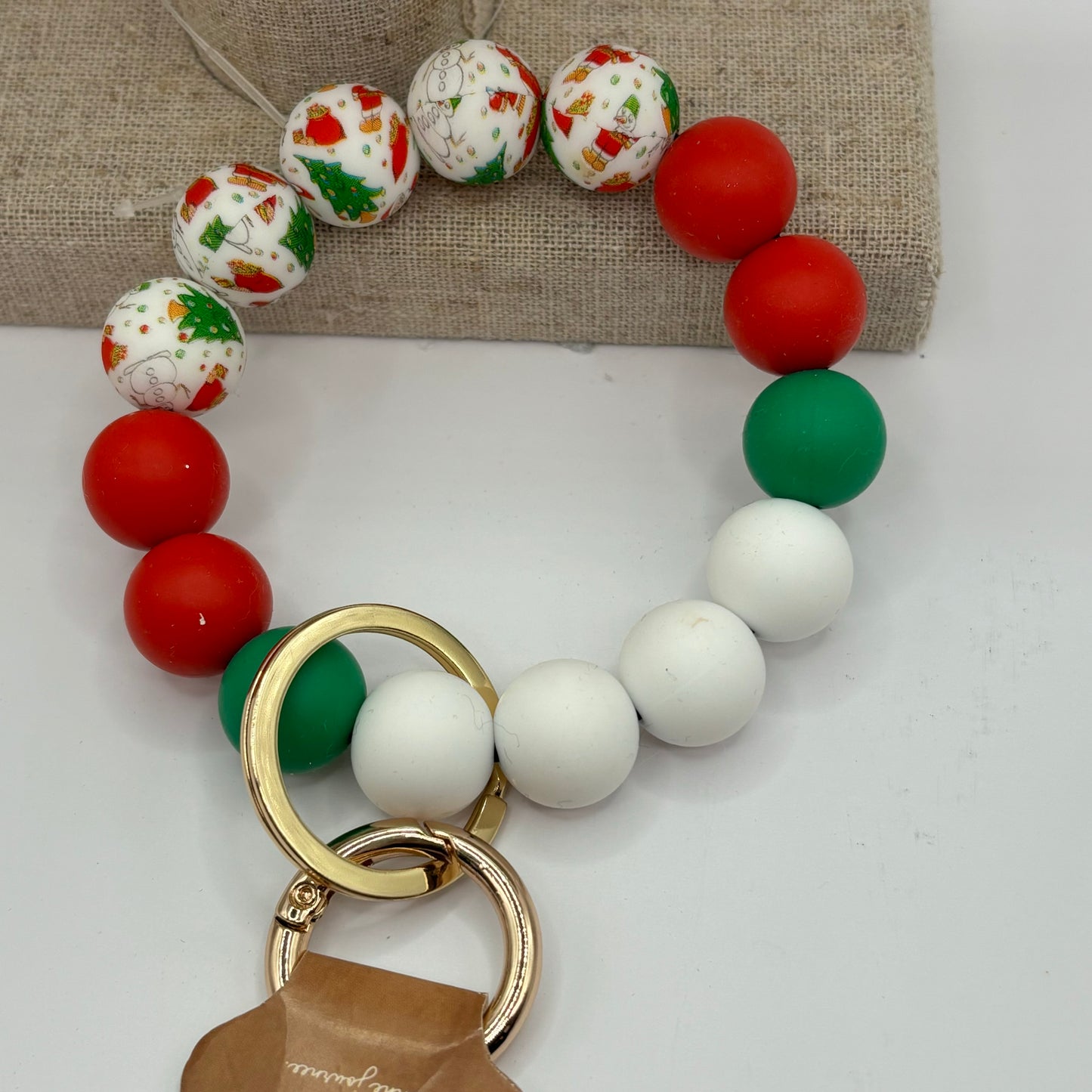 Christmas Chunky Silicone Bead Key Ring