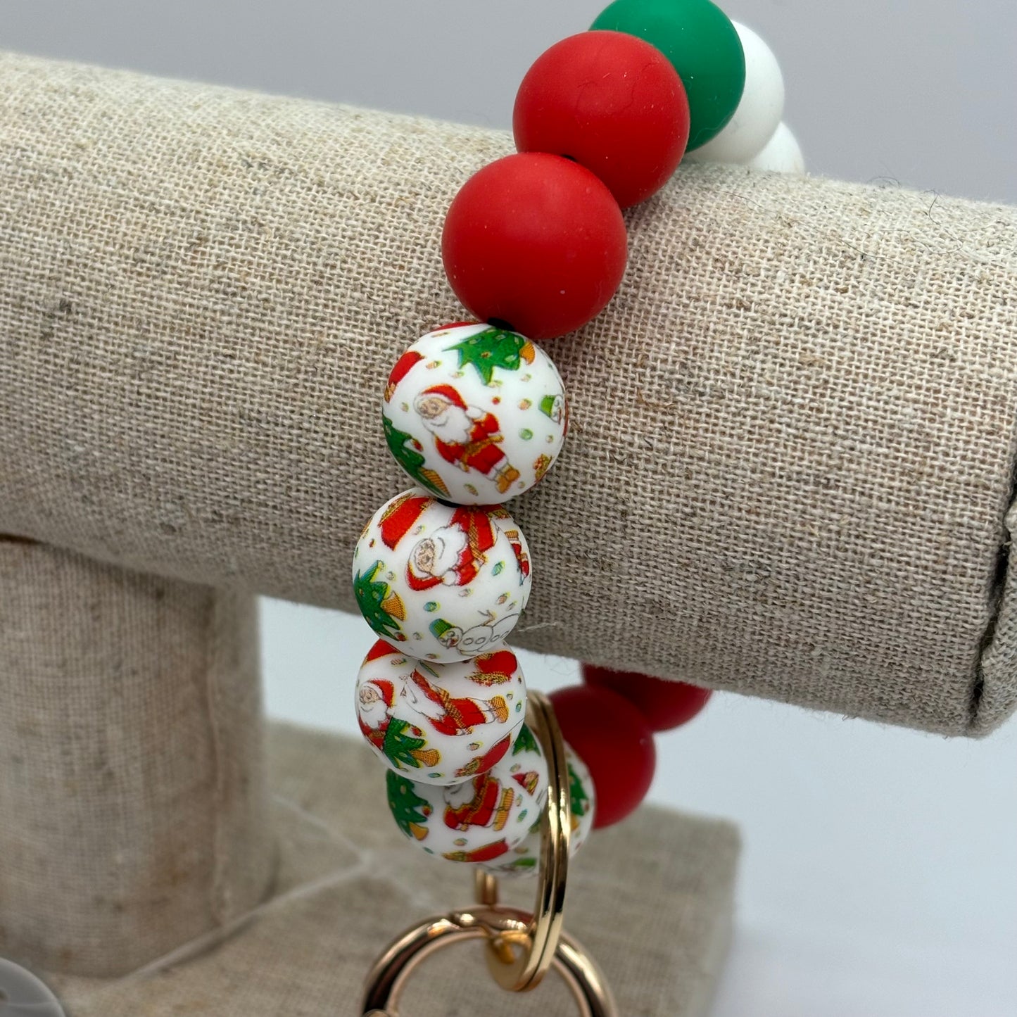 Christmas Chunky Silicone Bead Key Ring