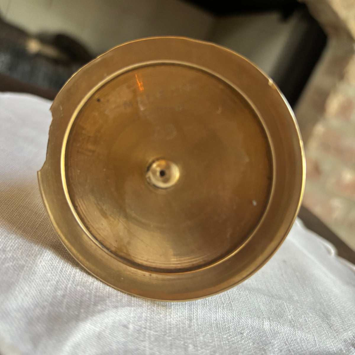 Etched Floral Brass Vase