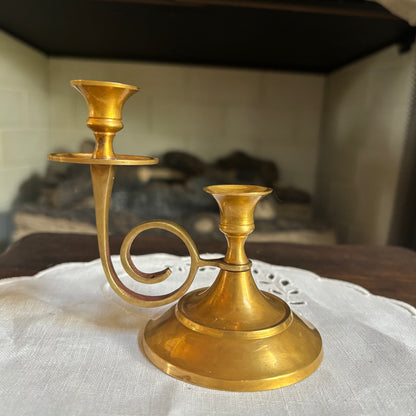 Vintage Delgif Brass Double Candlestick Holder - India