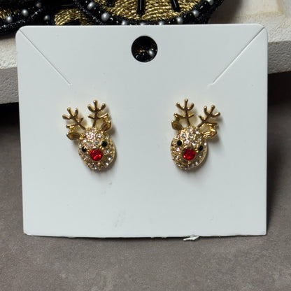 Christmas Post Back Earrings Reindeer or Candy Cane