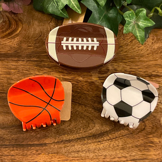 GameDay: Hair Claw Clips 1.5” Football ~ Basketball ~ Soccer