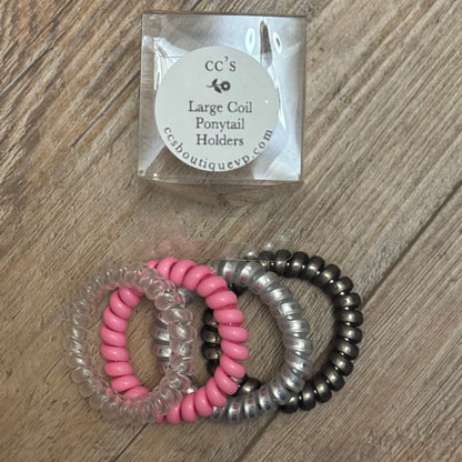 Large or Small Coil Ponytail Holders Set of 4