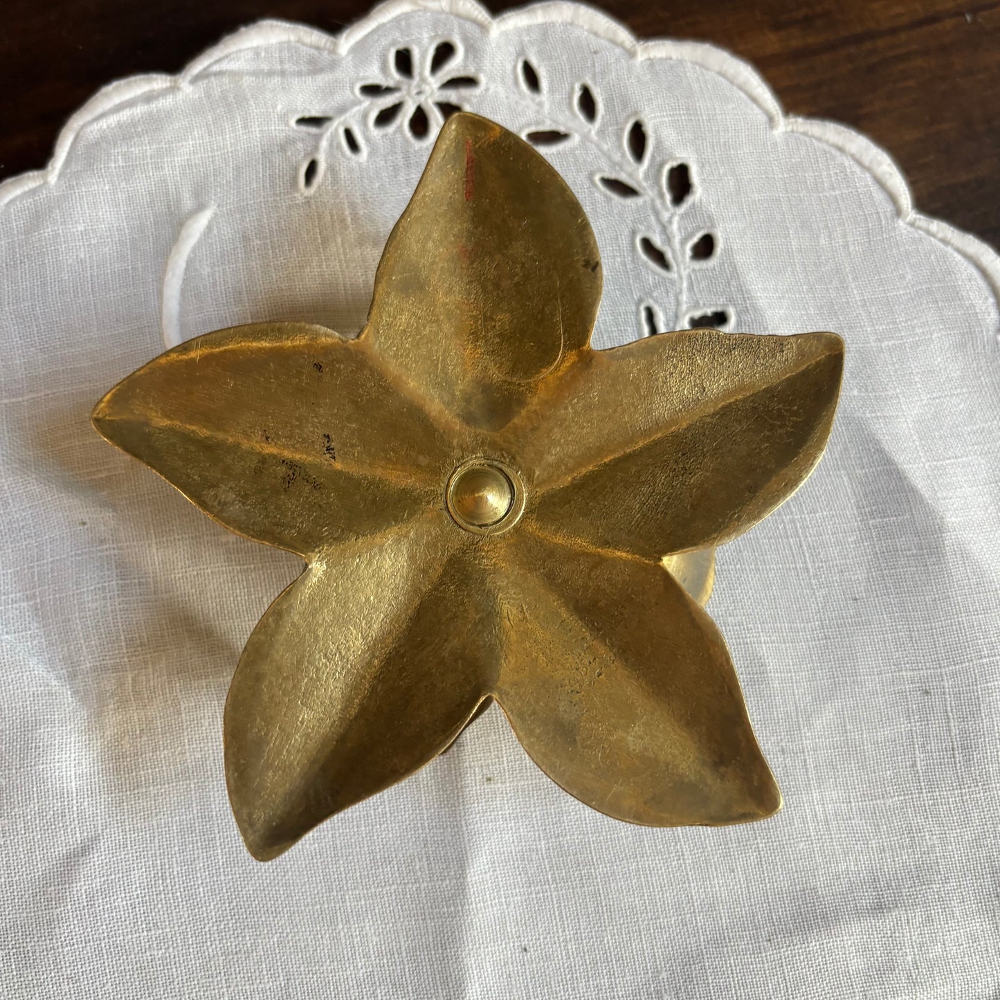 Vintage Brass Lotus Flower Candle Holder • Made In India