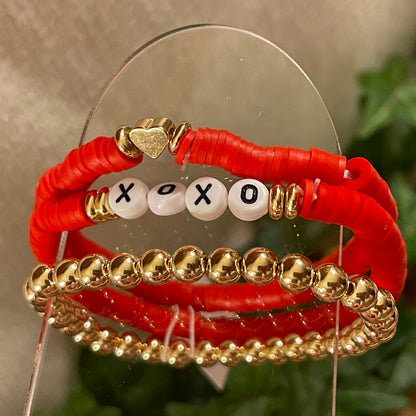 Valentine’s Day: Heishi Bead Stretch Bracelet Set