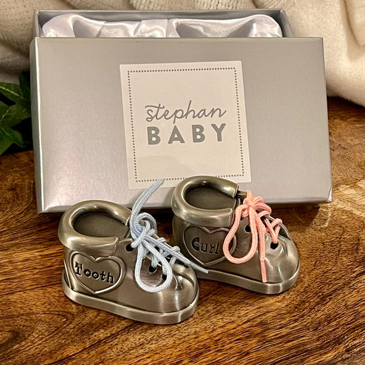 Pewter Tooth & Curl Booties Gift Set